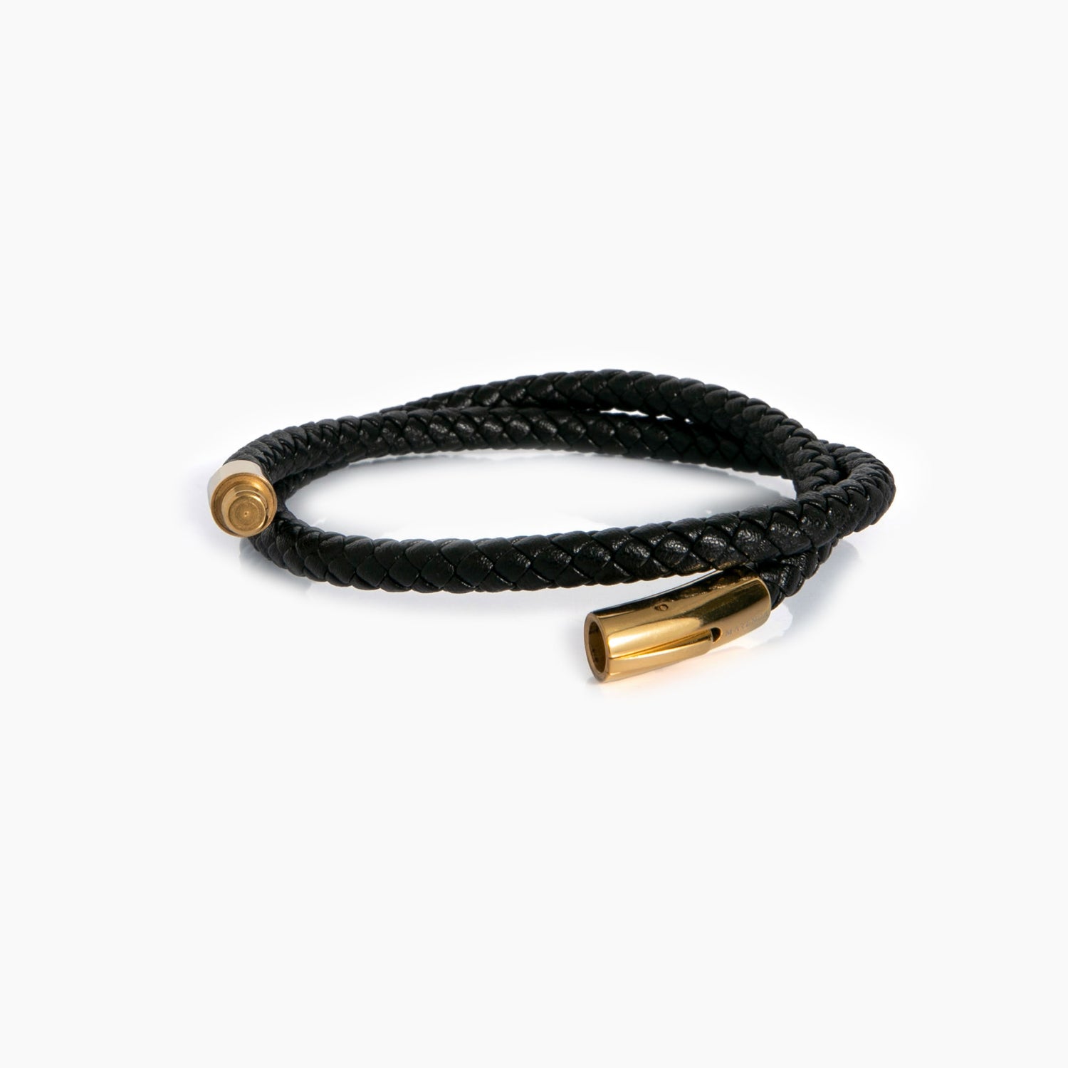 Gevlochten Leren Armband met Gouden Sluiting