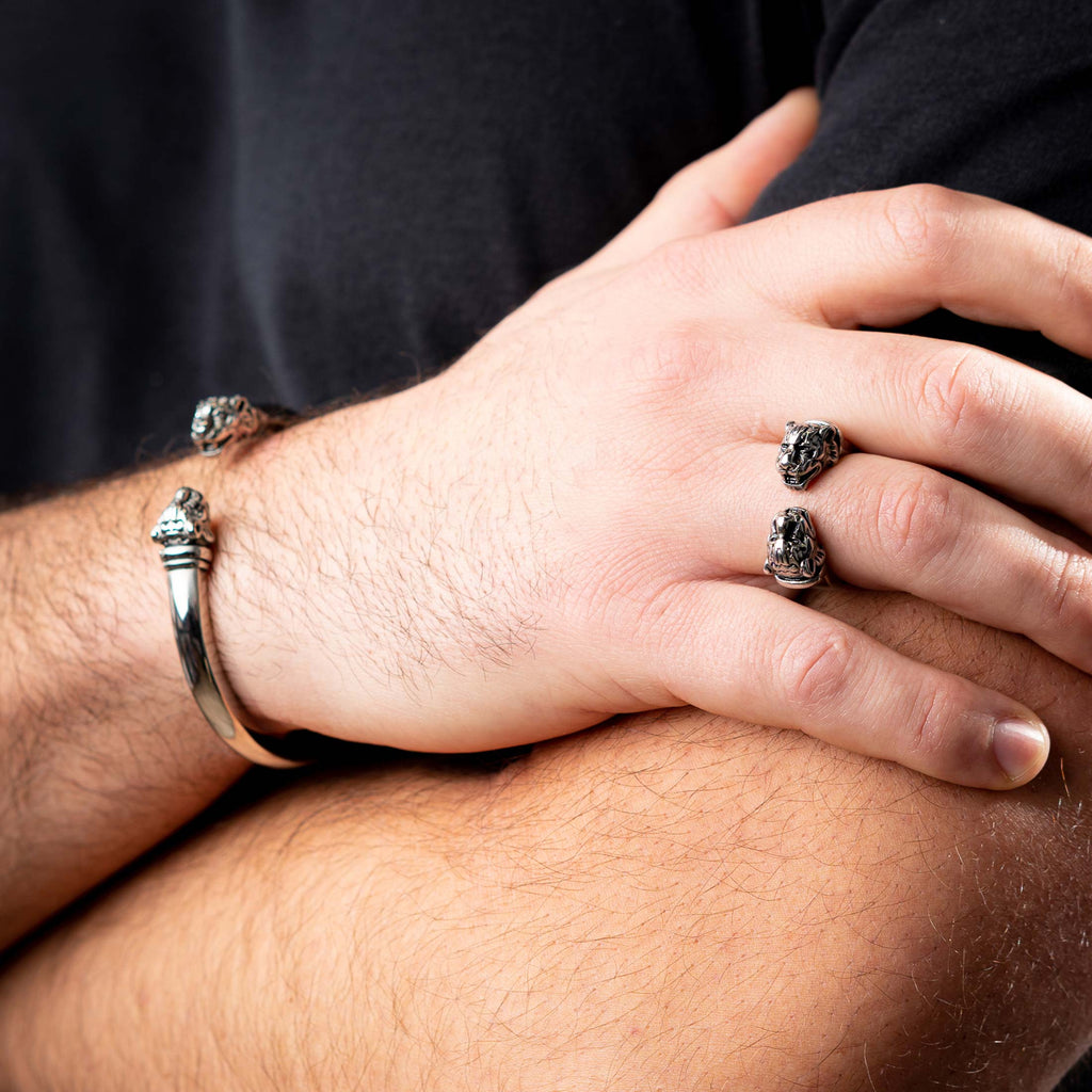 Tiger Cuff Ring Silver