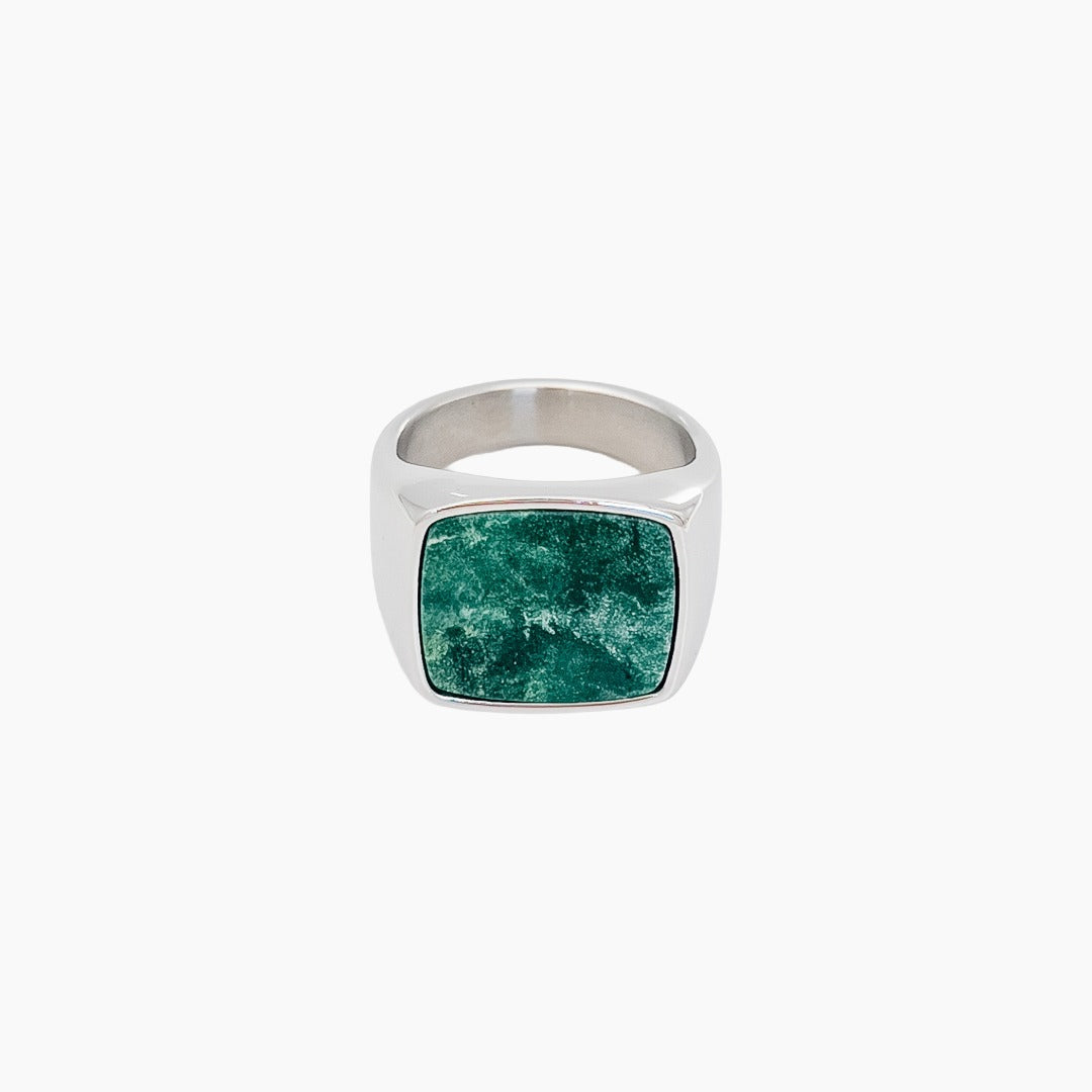 Jade Signet Ring Silver