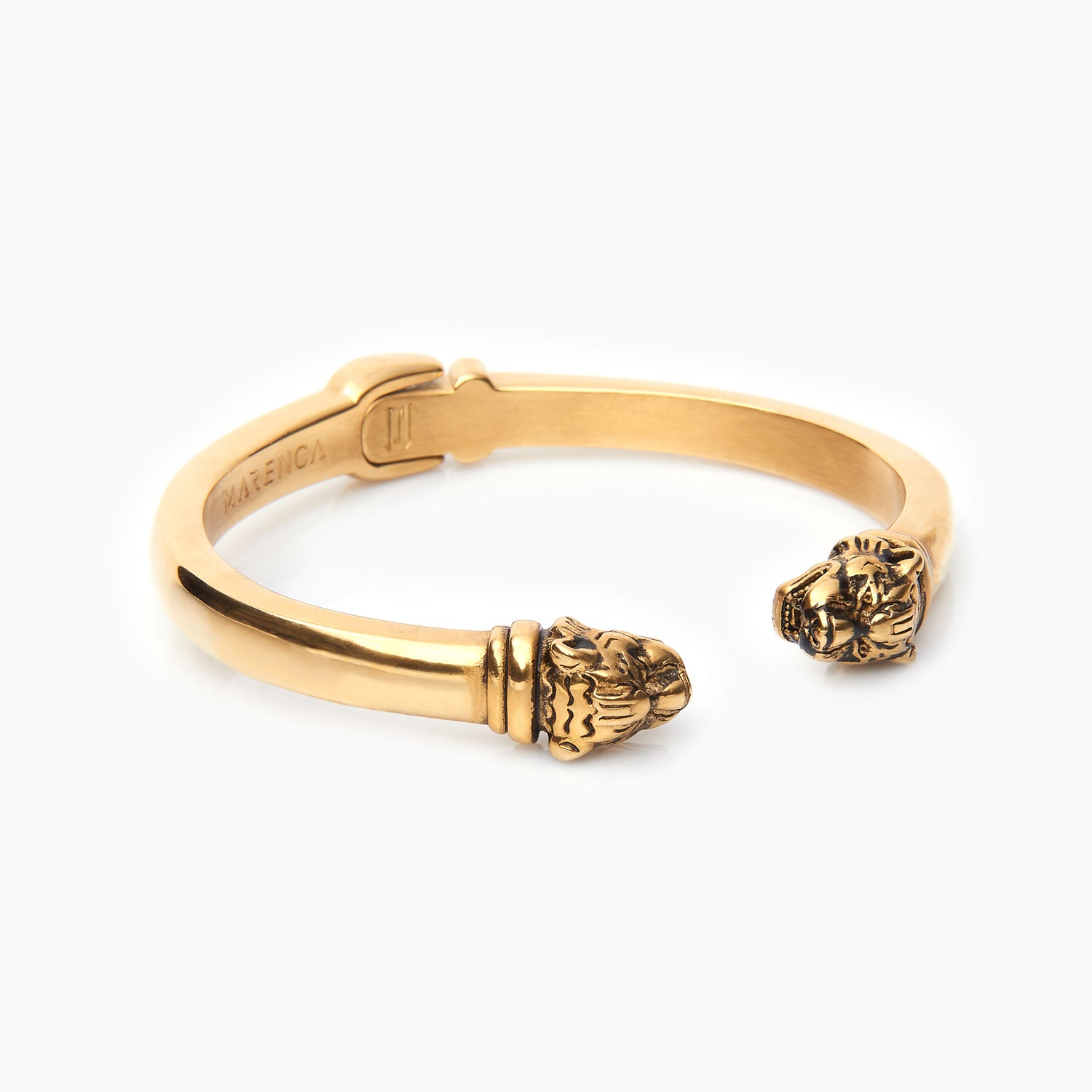 Gouden Cuff Armband met Tijgerkoppen