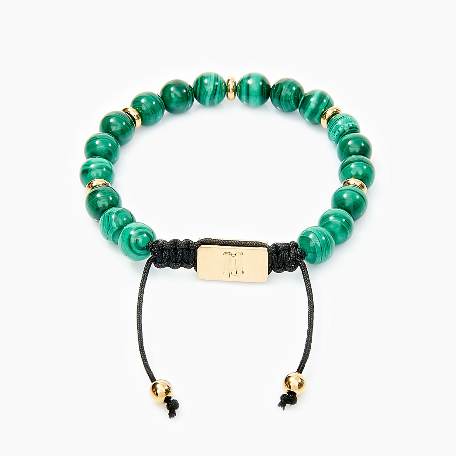 Malachiet Kralen Armband met Gouden Marenca Logo