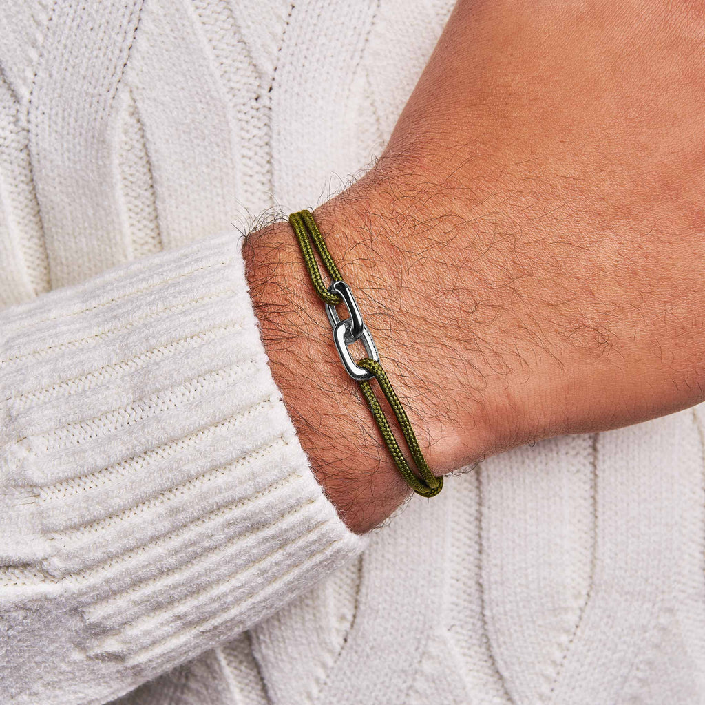 Green Rope Bracelet Silver